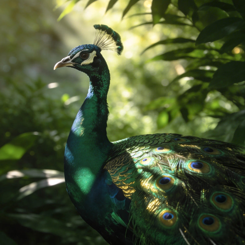 Peacock in dappled light